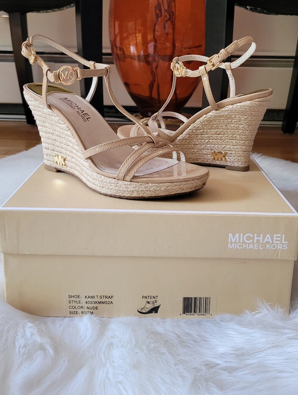 Michael Kors Beige/Nude Espadrille Wedge Sandals with Ankle Straps
